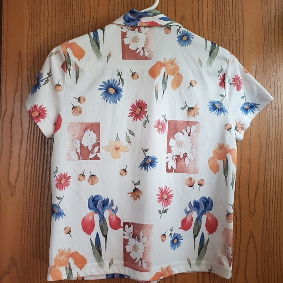 M/L Vintage 90s floral print Jazz Sport shirt - Picture 5 of 6